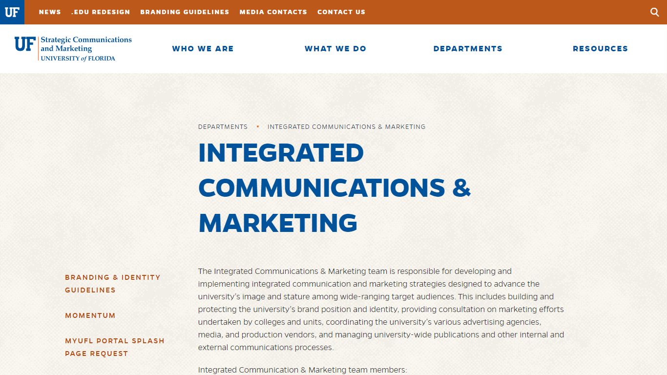 Integrated Communications & Marketing - University of Florida